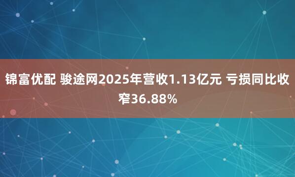 锦富优配 骏途网2025年营收1.13亿元 亏损同比收窄36.88%